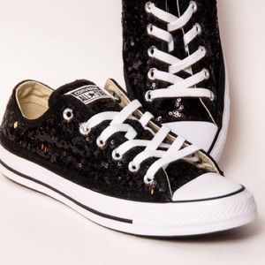 🔥CONVERSE Black Sequin Chuck Taylors Size 8